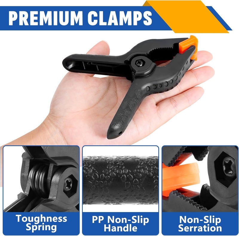 NUITPY 20 Pack 4.5 inch Plastic Spring Clamps, Black Heavy Duty Clips, Backdrop Clips, Woodworking Clamps, Plastic Clamps for Crafts, Backdrop Stand, Woodworking, Photography - Image 3